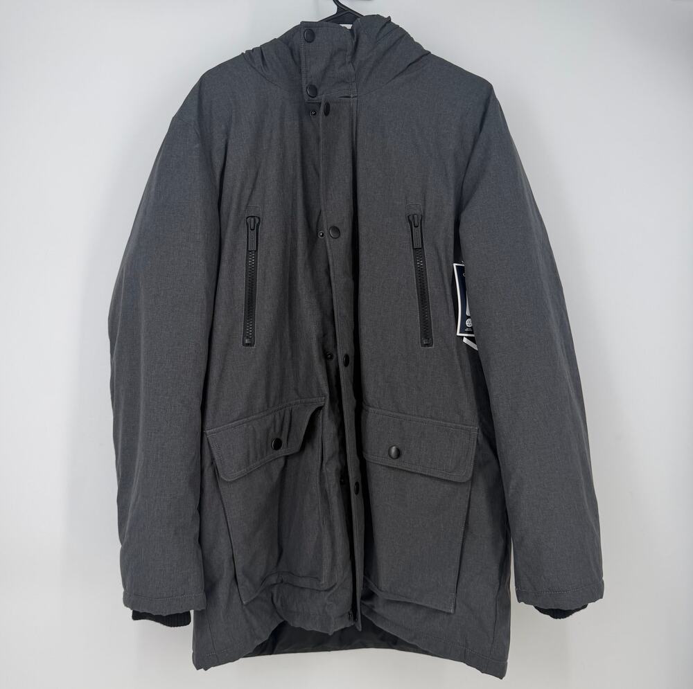 Club Room Men's Parka Jacket Heather Charcoal Mens Size M